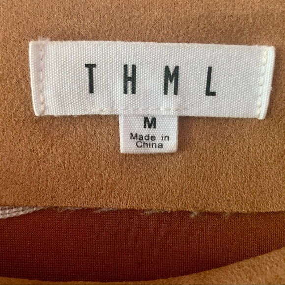 THML Cream and Tan Asymmetrical Pencil Mini Skirt - Picture 2 of 5